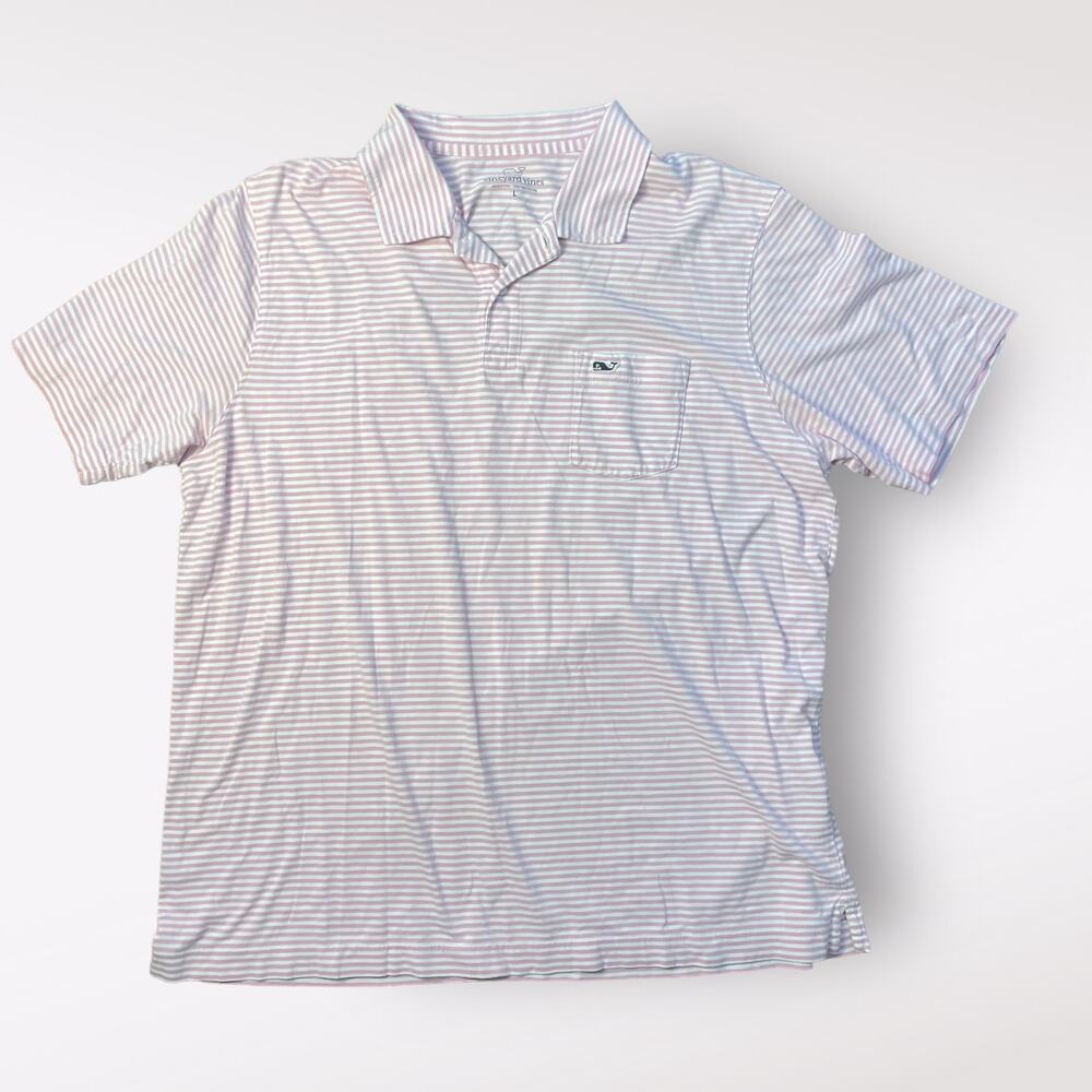 Vineyard Vines Heathered Winstead Stripe Sankaty Polo Size L